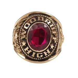 Vintage Solid 10K Yellow Gold 1970 Woodruff High School Class Ring Size 8.75